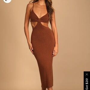 Brown Cut Out Maxi Dress